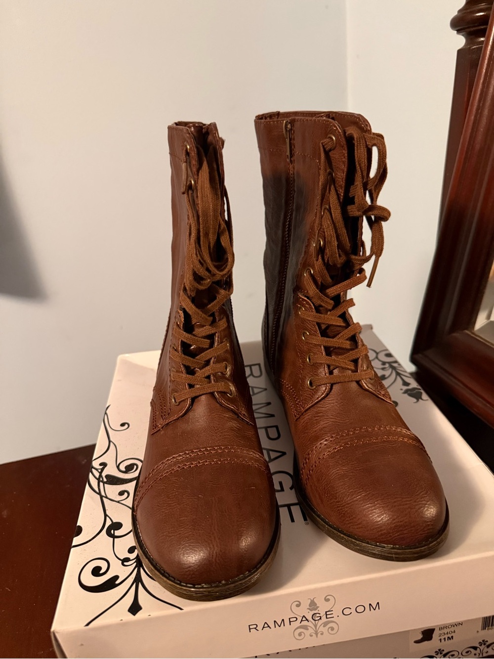 Rampage Women's Brown Lace-Up Ankle Boots